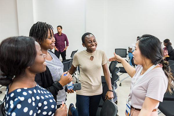 Students talking together