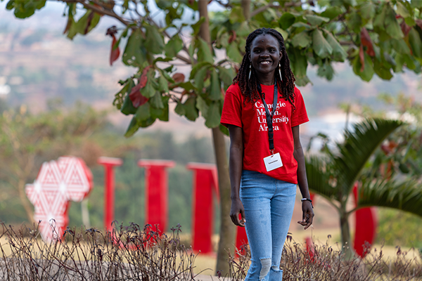 Student outside of CMU-Africa