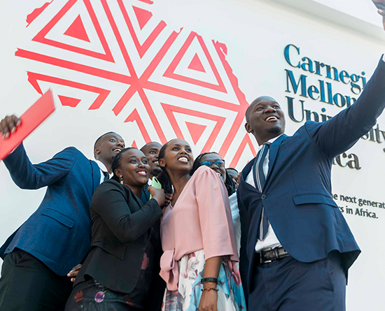students posing at CMU-Africa