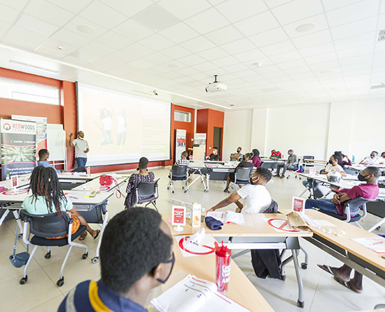 students participate in a workshop