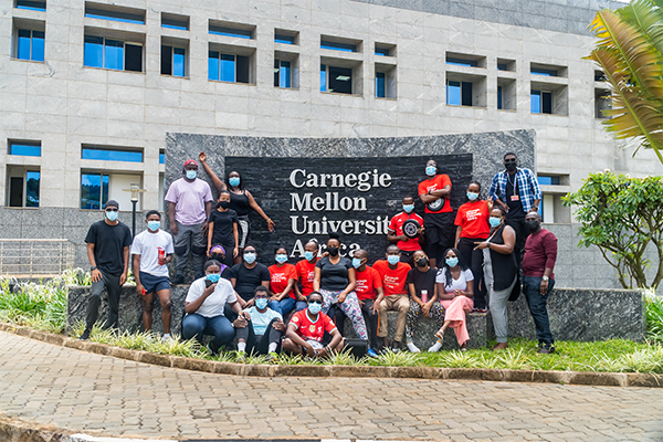 Students in front of CMU-Africa sign