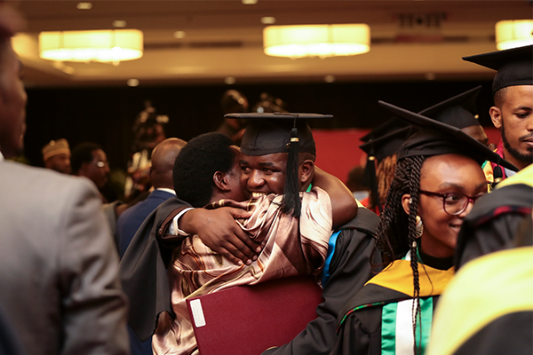 Hugging at graduation