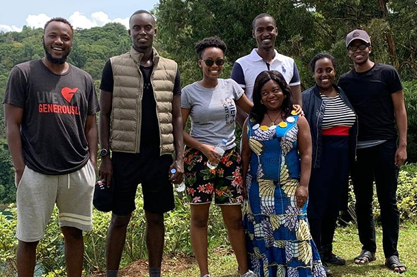 Placca Umuhire during a visit to Rusizi, Rwanda, with his classmates