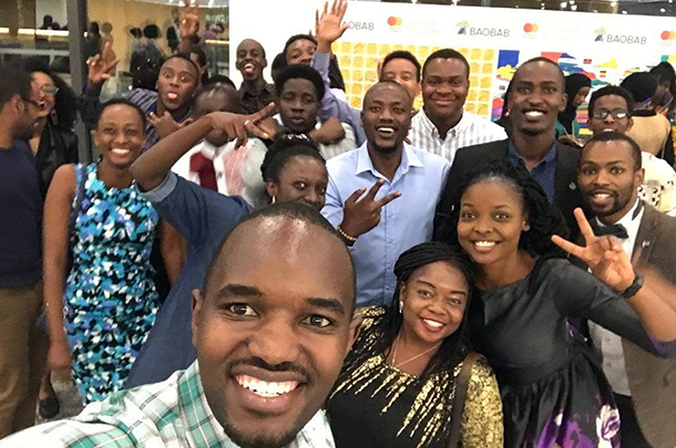 Placca Umuhire with fellow Mastercard Foundation Scholars during orientation