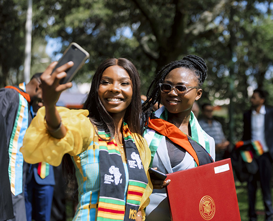 Grads taking a selfie