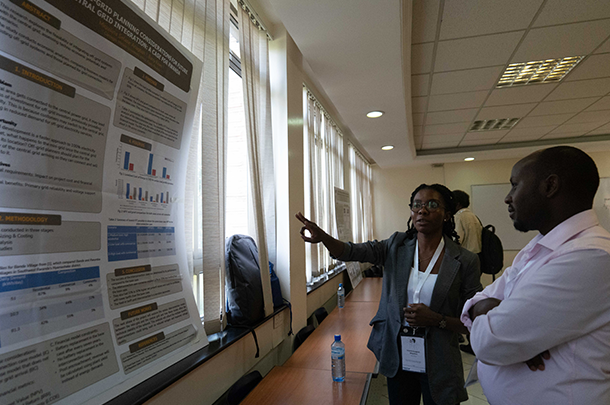 Student presenting poster