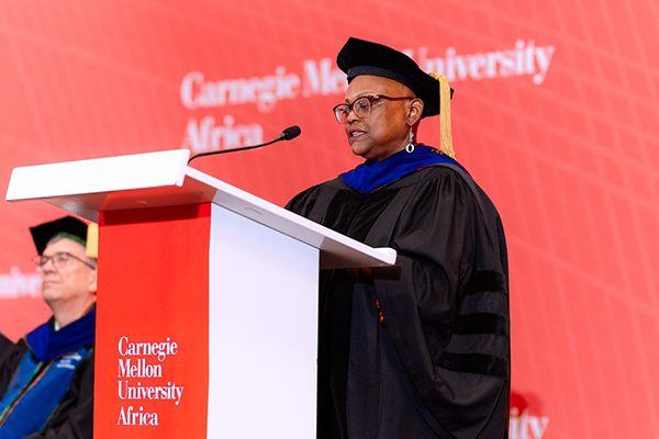 Woman speaking at podium