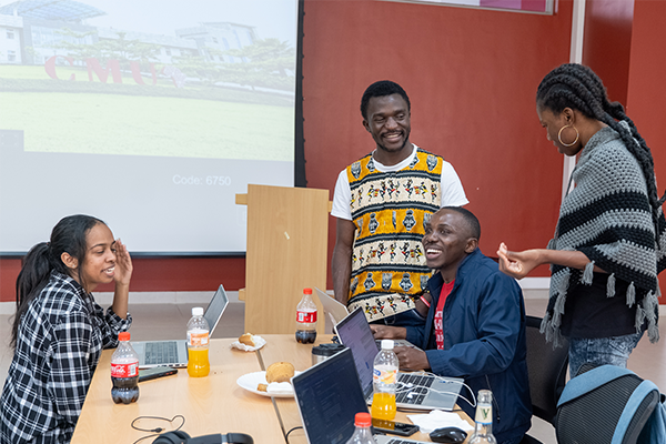 Students together at table